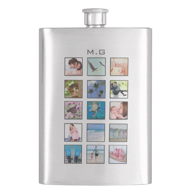 Classic Multiple Square Custom Photo Collage Flask (Front)