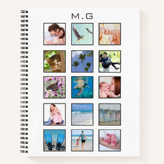 Classic Multiple Square Custom Photo Collage Notebook (Front)