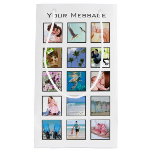 Classic Multiple Square Custom Photo Collage Small Gift Bag