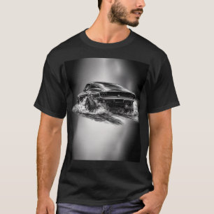 Classic Muscle Car Burnout Black & White T-Shirt