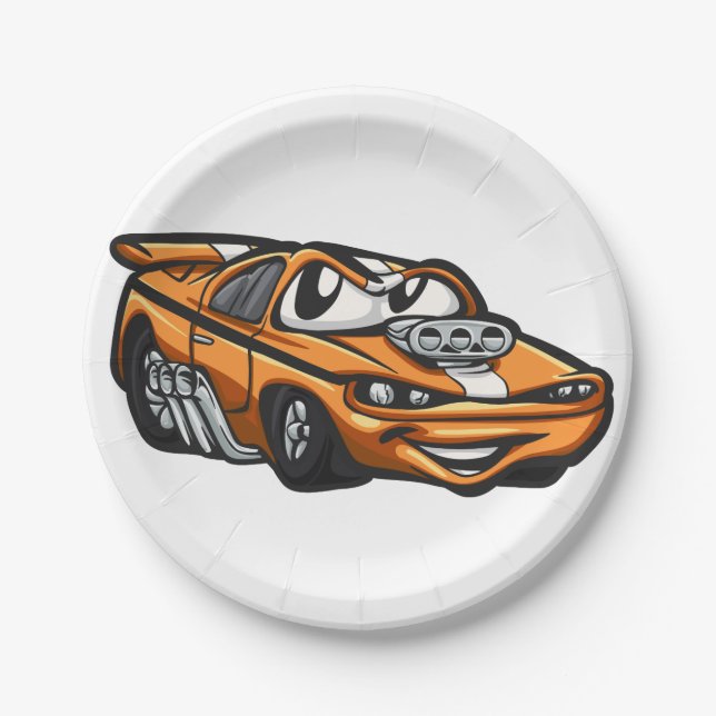 Classic muscle car cartoon  - Choose back color Paper Plates (Front)