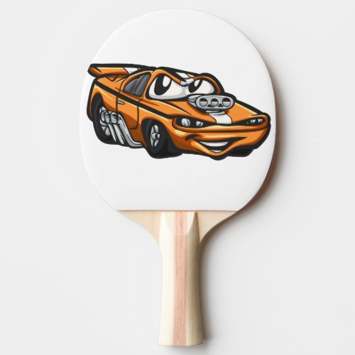 Classic muscle car cartoon  _ Choose back color Ping Pong Paddle