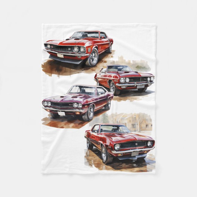 Classic Muscle Car Fleece Blanket (Front)
