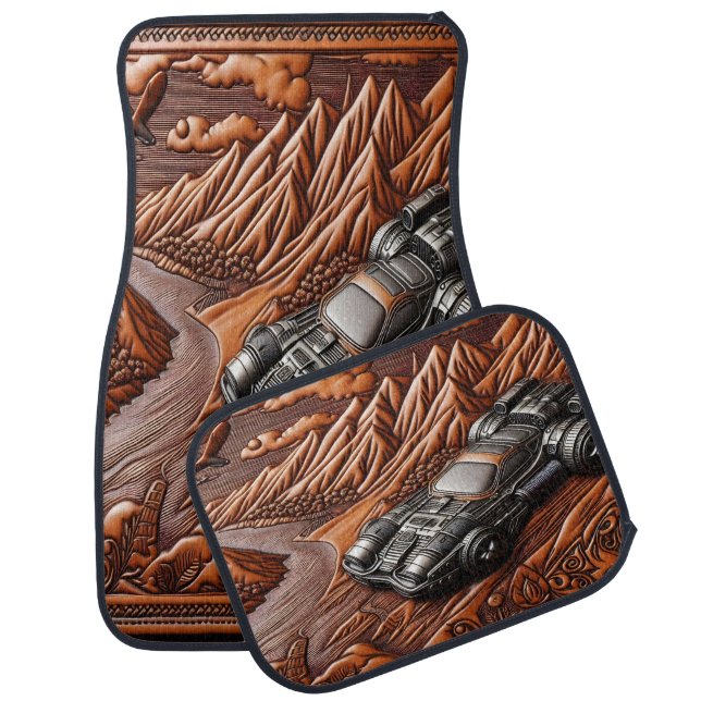Classic Muscle Car in Dreamy Nature Car Floor Mat (Set)