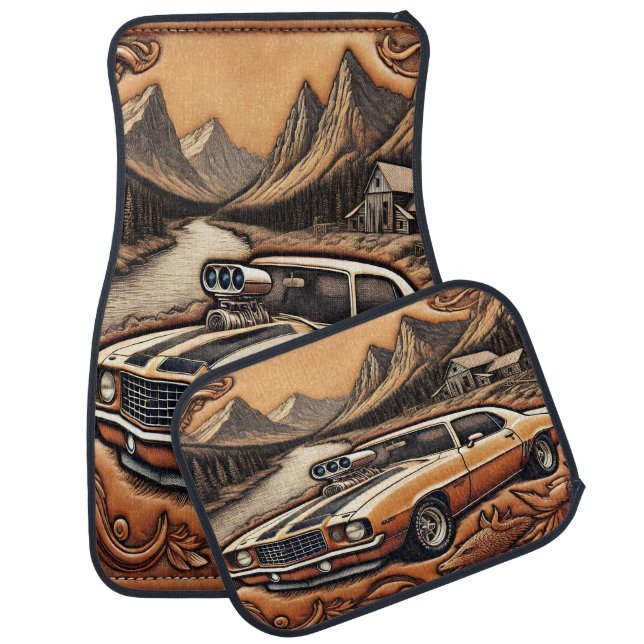 Classic Muscle Car in Nature Floor Mat (Set)