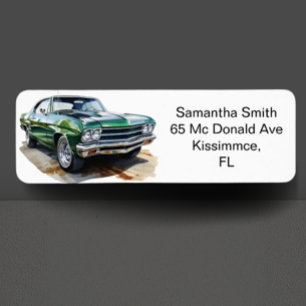 Classic Muscle Car Party Label