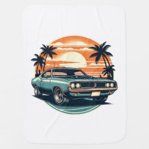 Classic Muscle Car Retro Vintage Style Baby Blanket