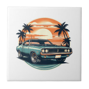 Classic Muscle Car Retro Vintage Style Ceramic Tile