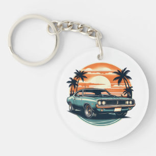 Classic Muscle Car Retro Vintage Style Keychain
