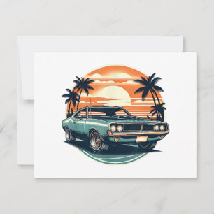 Classic Muscle Car Retro Vintage Style Save The Date