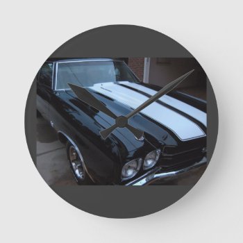 Classic Muscle Car Round Clock by no_reason at Zazzle