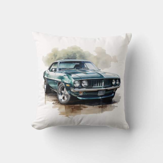 Classic Muscle Car Throw Pillow (Front)