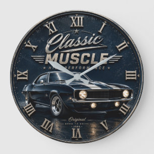 Classic Muscle Car Vintage American Muscle Garage  Large Clock