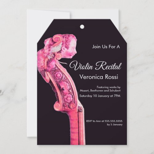 CLASSIC MUSIC CONCERTRECITAL Violin Scroll Pink Invitation