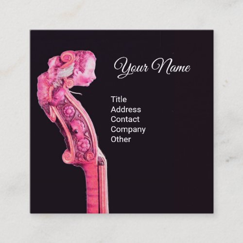 CLASSIC MUSIC STRING INSTRUMENT Violin Scroll Pink Square Business Card