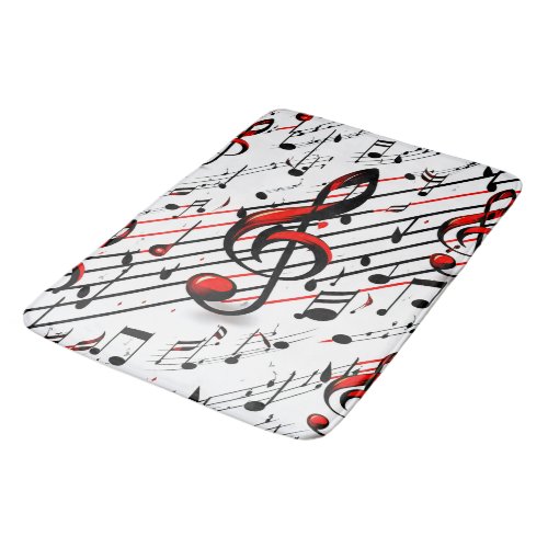 Classic Musical Chaos Red Black and White   Bath Mat