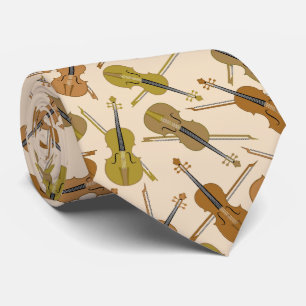 Classic Musical Violins and Bows Neck Tie