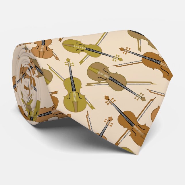 Classic Musical Violins and Bows  Neck Tie (Rolled)