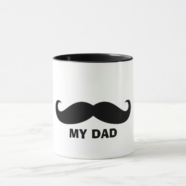 Classic Mustache Mug – Black & White Design dad (Center)