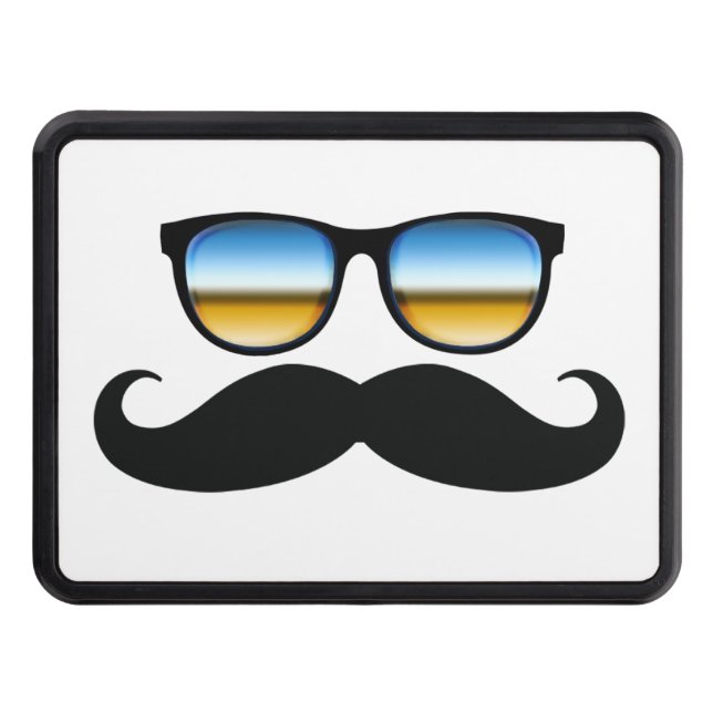 Classic Mustache on the Beach Hitch Print Trailer Hitch Cover (Front)