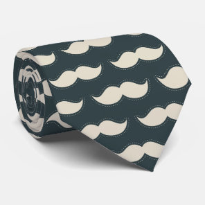 Classic Mustache Pattern on Black Neck Tie