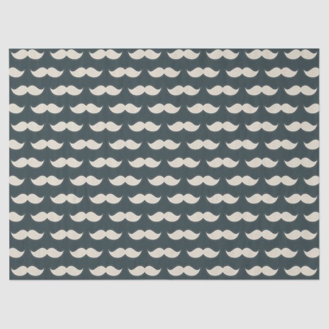 Classic Mustache Pattern on Black Tissue Paper (Front)