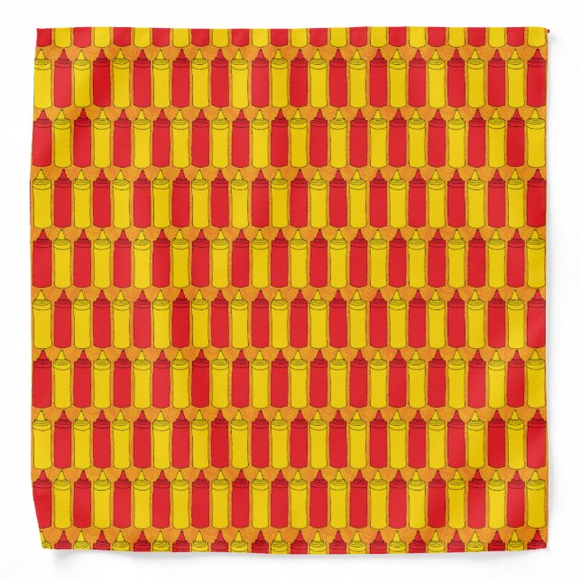 Classic Mustard and Ketchup Condiment Bottles Bandana (Front)