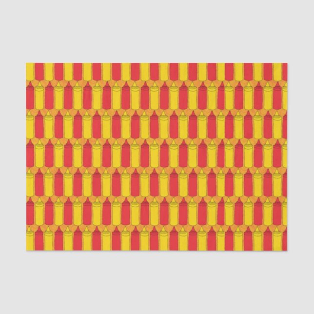 Classic Mustard and Ketchup Condiment Bottles Tissue Paper (Front)
