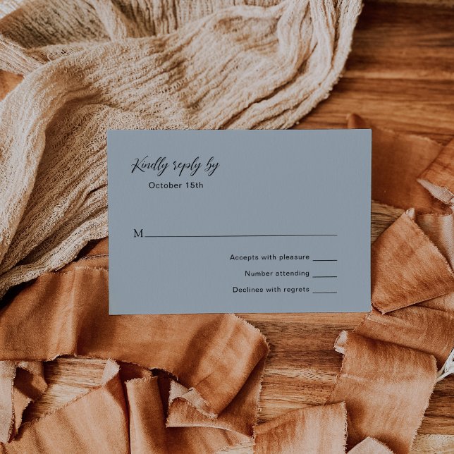 Classic Muted Blue Elegant Wedding RSVP Card (Creator Uploaded)