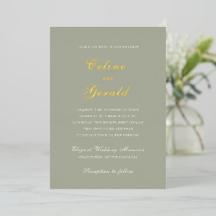 Classic Muted Green Elegant Wedding Foil Invitation