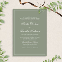 Classic Muted Sage Green Border Script Wedding