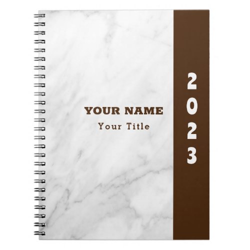 Classic Name Customize White Marble Notebook