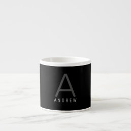 Classic Name Monogrammed Black &amp; White Espresso Cup