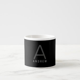 Classic Name Monogrammed Black & White Espresso Cup