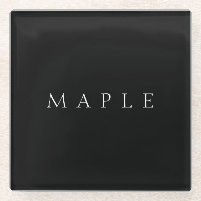 Classic Name (or word) | Black & White Glass Coaster (Front)