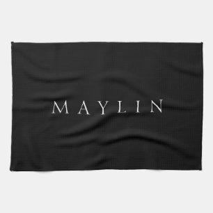 Classic Name or Word Black & White Kitchen Towel