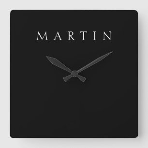 Classic Name (or word) Black & White Square Wall Clock