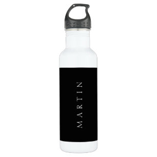 Classic Name (or word) Black & White Stainless Steel Water Bottle
