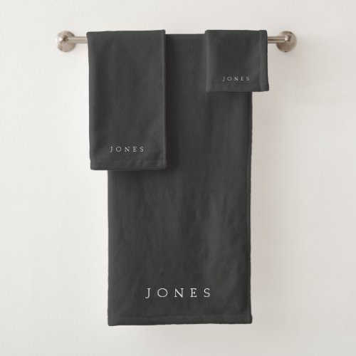 Classic Name or word  Dark Grey Bath Towel Set