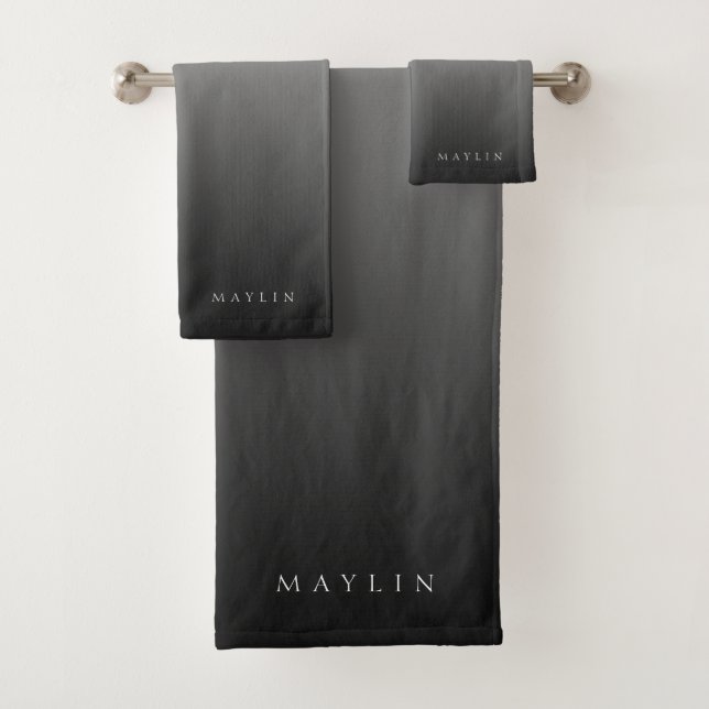 Classic Name or Word | Gradient Grey Bath Towel Set (Insitu)