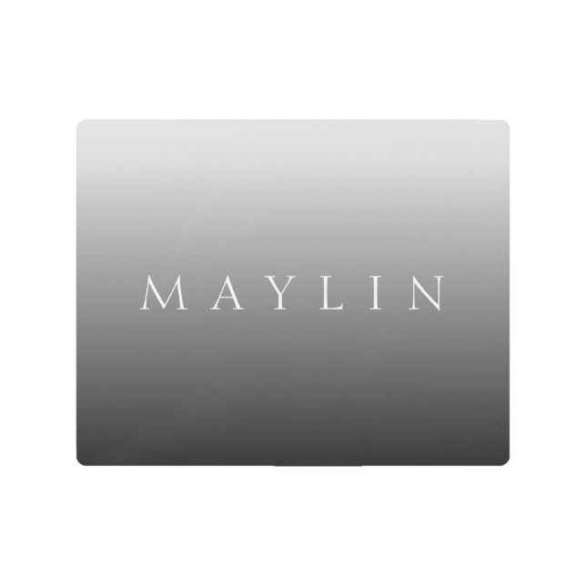 Classic Name or Word | Gradient Grey Metal Print (Front)