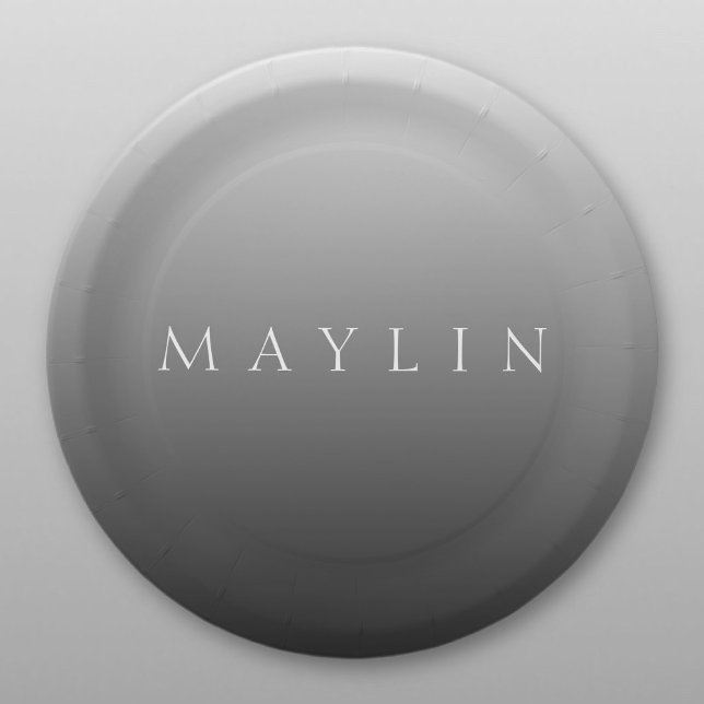 Classic Name or Word | Gradient Grey Paper Plates (Creator Uploaded)