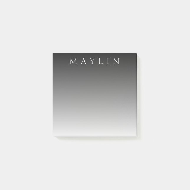 Classic Name or Word | Gradient Grey Post-it Notes (Front)