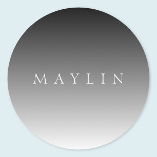 Classic Name or Word Gradient Grey Round Sticker