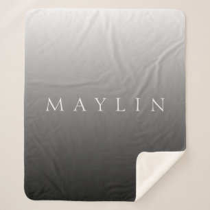 Classic Name or Word Gradient Grey Sherpa Blanket