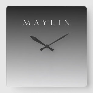 Classic Name or Word   Gradient Grey Square Wall Clock
