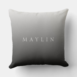 Classic Name or Word Gradient Grey Throw Pillow