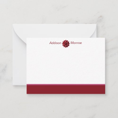 Classic Name Personalized Maroon Floral  Note Card