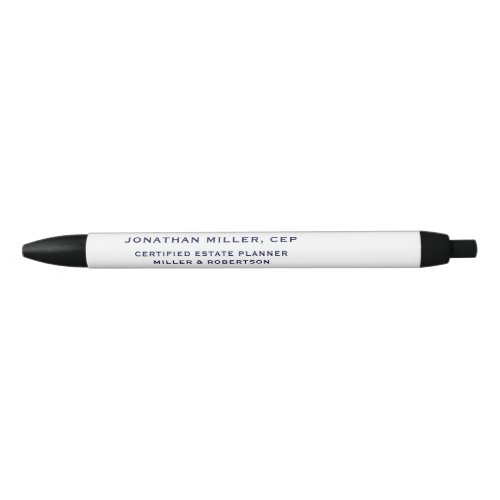Classic Name Title Company Typographic Black Ink Pen