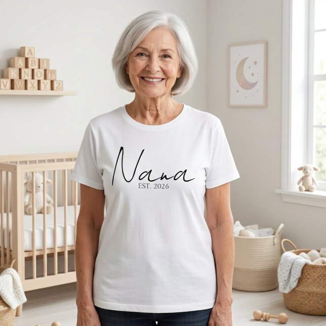 Classic Nana EST Year Simple Family Script T-Shirt (Creator Uploaded)